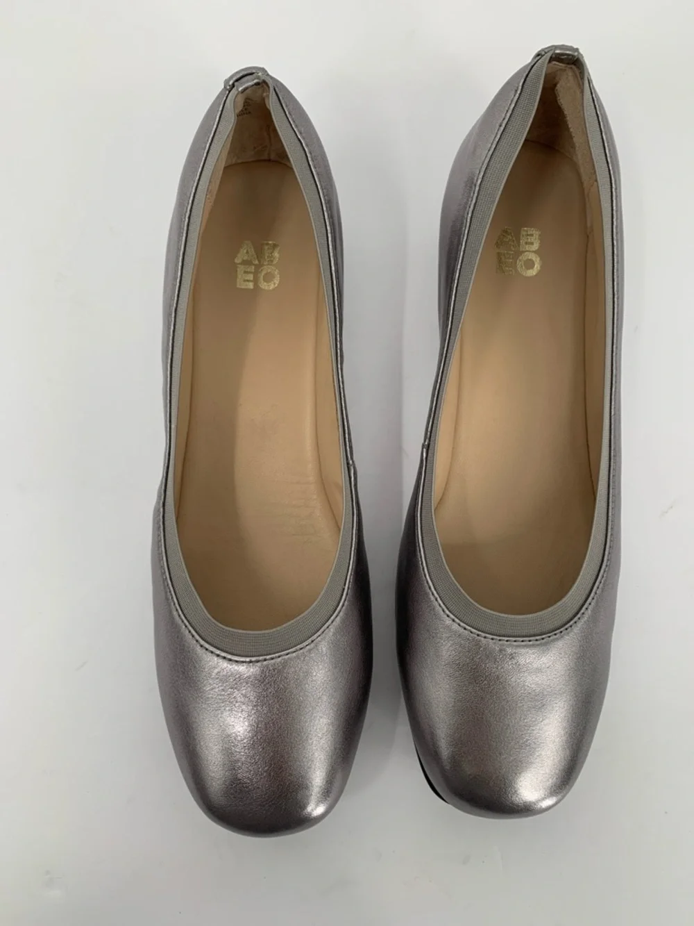ABEO Cadence ballet flat dark silver metallic leather comfort footbed women 10